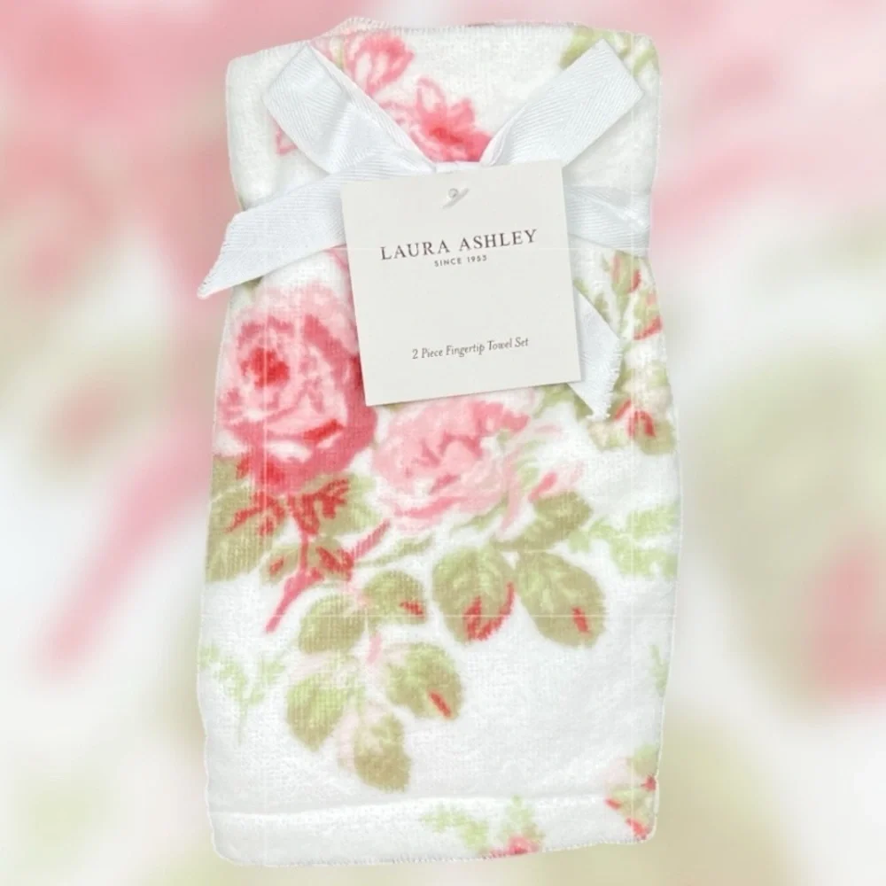 Laura Ashley  - ‘Pink Floral Bouquet’ bath towel set. NWT Firm!